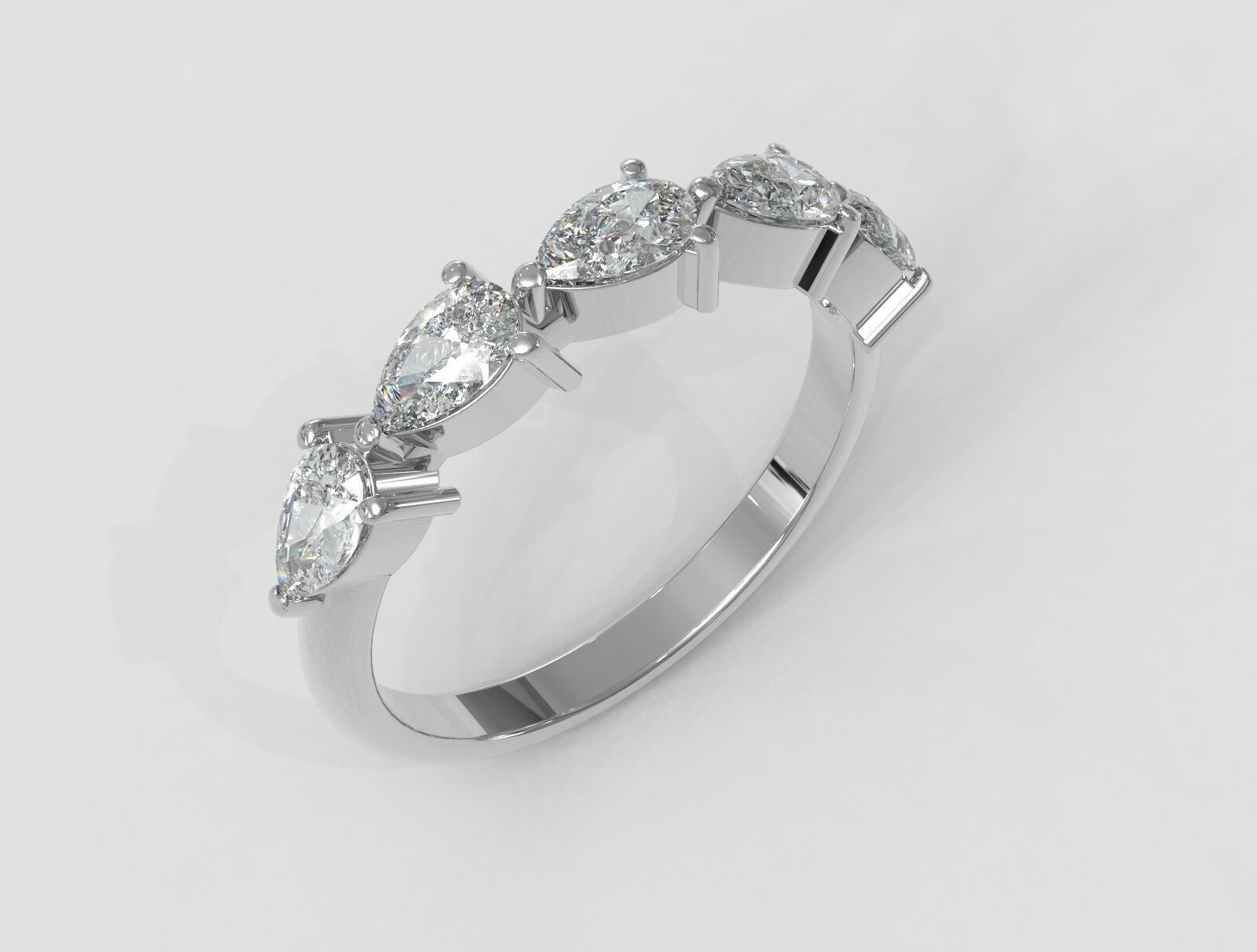 Pear Gemstone Half Band Ring 3D print model_1