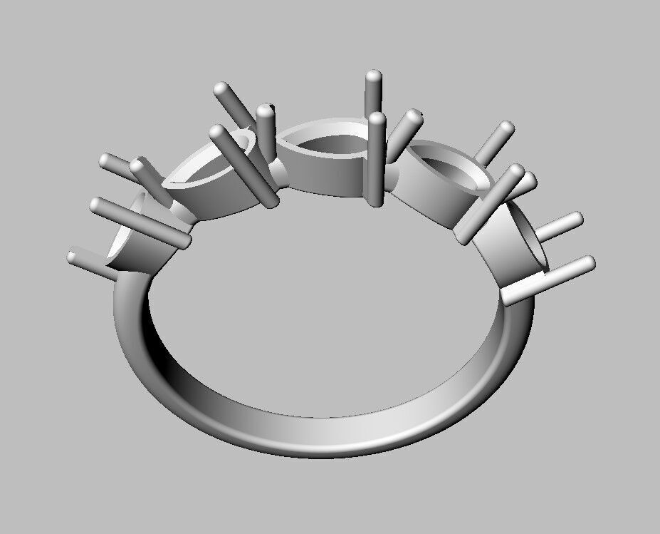 Pear Gemstone Half Band Ring 3D print model_6