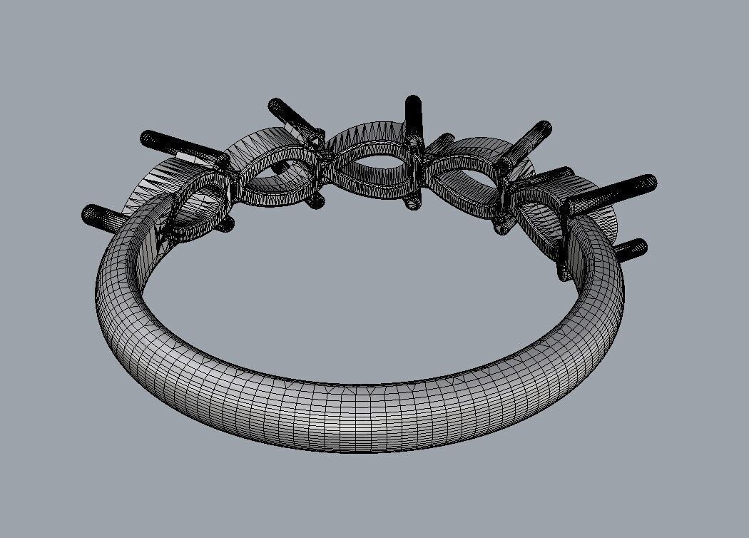 Pear Gemstone Half Band Ring 3D print model_21