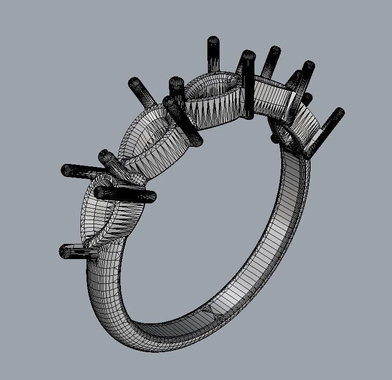 Pear Gemstone Half Band Ring 3D print model_22