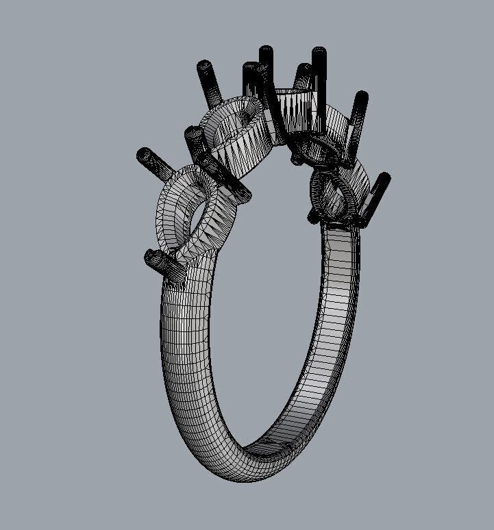 Pear Gemstone Half Band Ring 3D print model_23