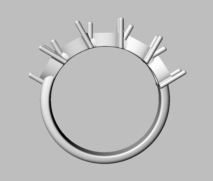 Pear Gemstone Half Band Ring 3D print model_9