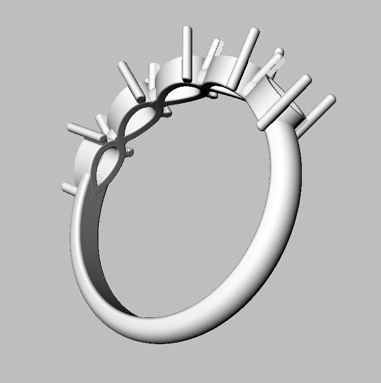 Pear Gemstone Half Band Ring 3D print model_11