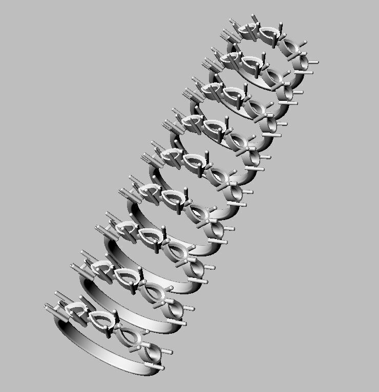 Pear Gemstone Half Band Ring 3D print model_5