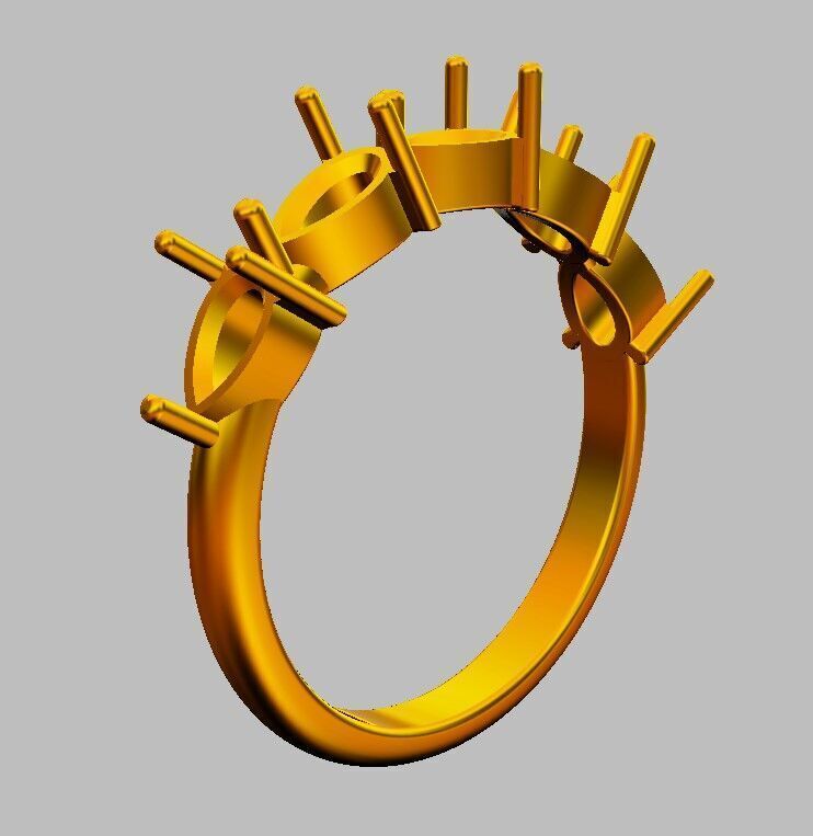 Pear Gemstone Half Band Ring 3D print model_17