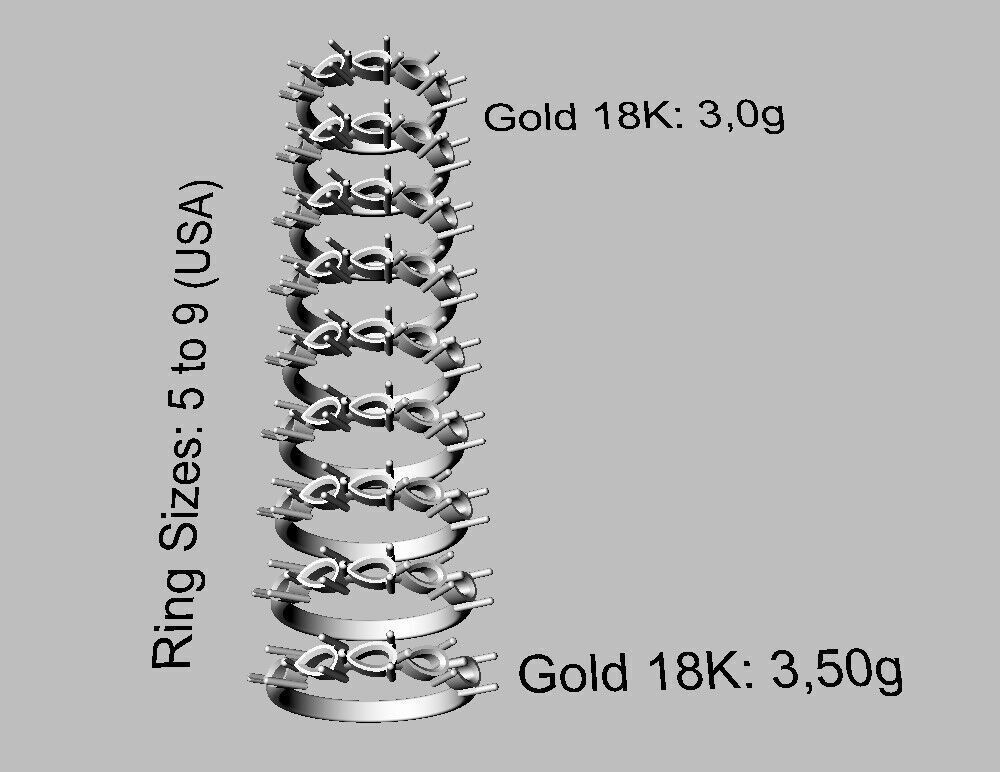 Pear Gemstone Half Band Ring 3D print model_4