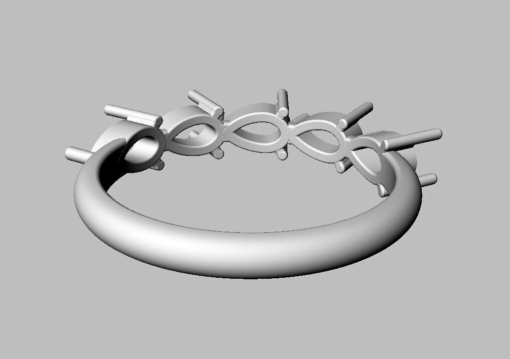 Pear Gemstone Half Band Ring 3D print model_14