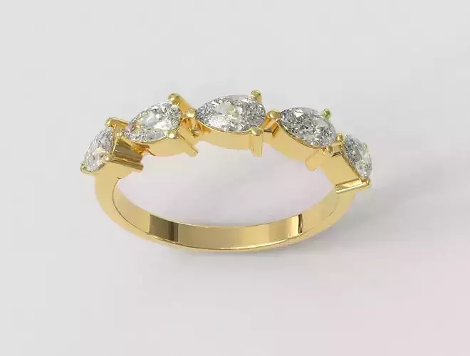 Pear Gemstone Half Band Ring