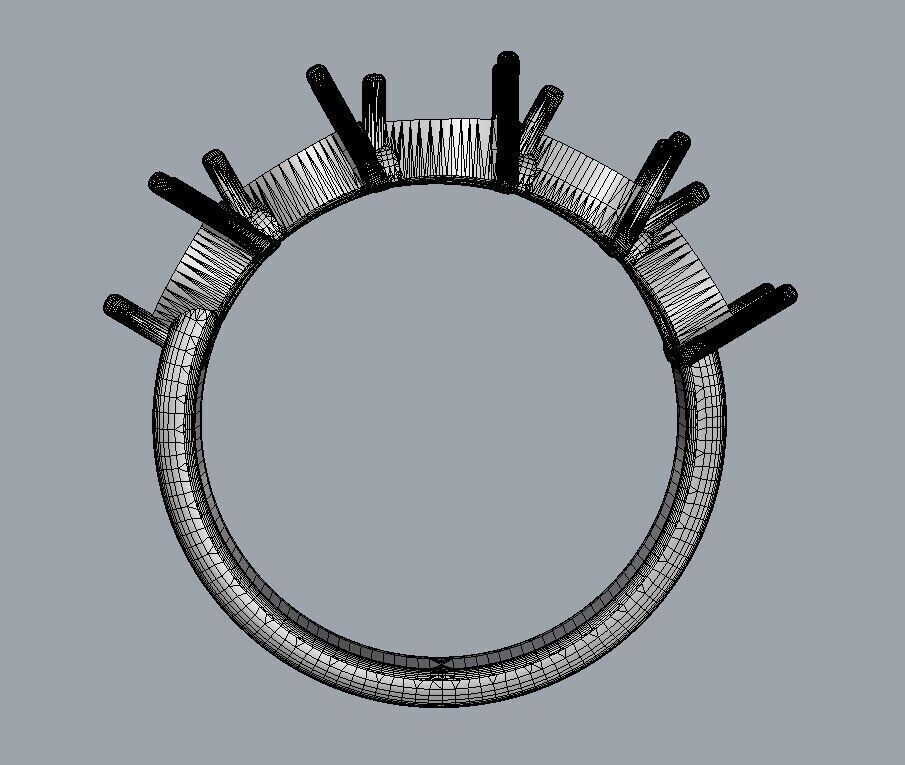 Pear Gemstone Half Band Ring 3D print model_25