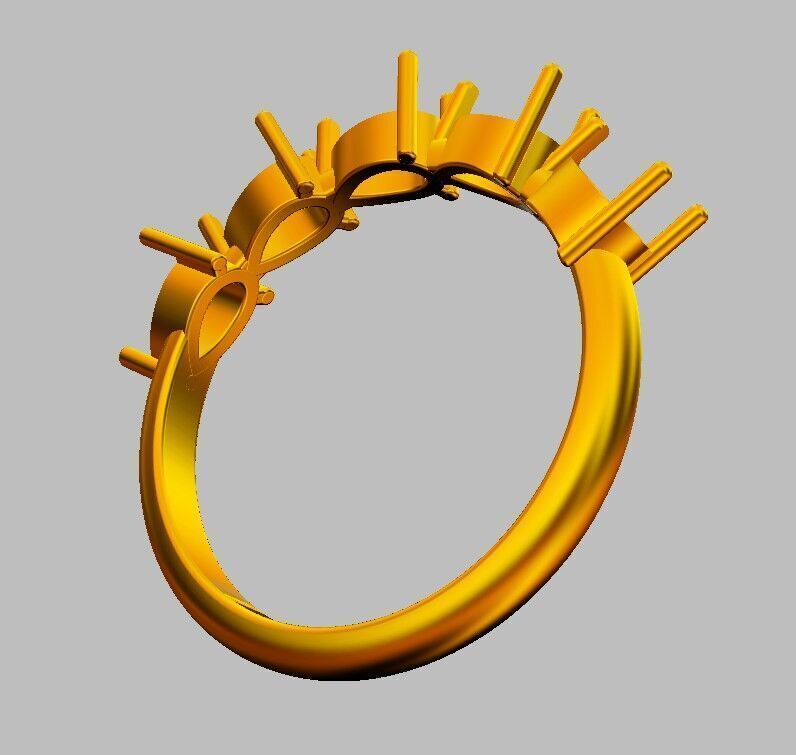 Pear Gemstone Half Band Ring 3D print model_18