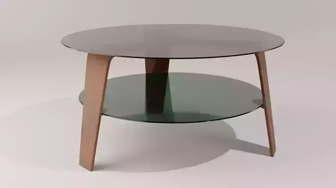 Modern round coffee table - glass and wood design