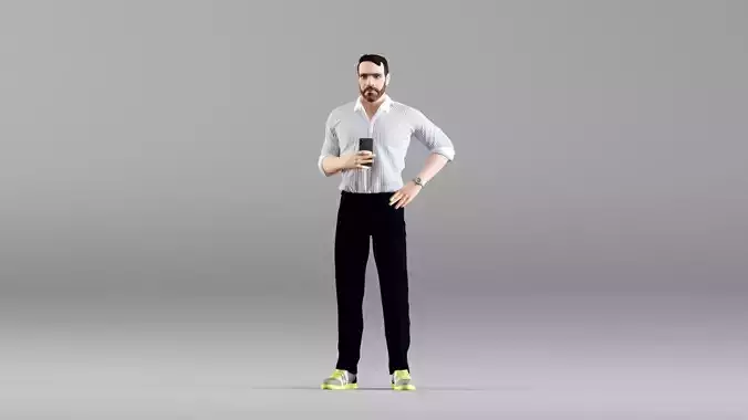 001617 Standing Man with Smartphone 3D model