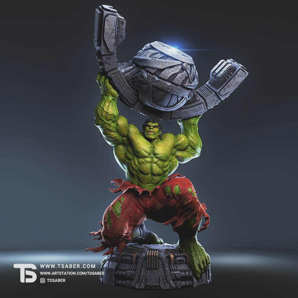 Hulk Rampage Statue  3D print model_3