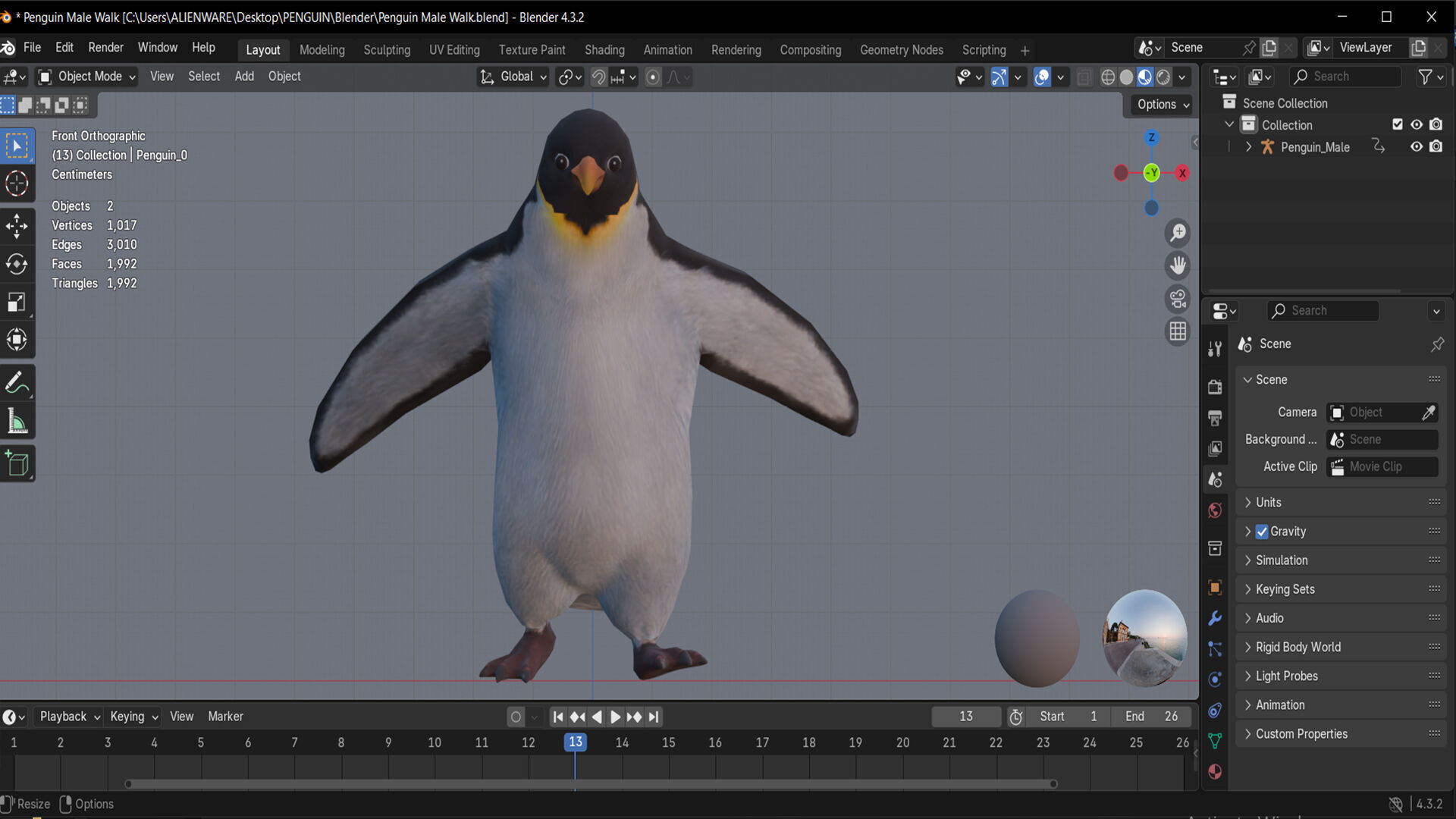 PENGUINS RIGGED ANIMATED 1 Low-poly 3D model_6