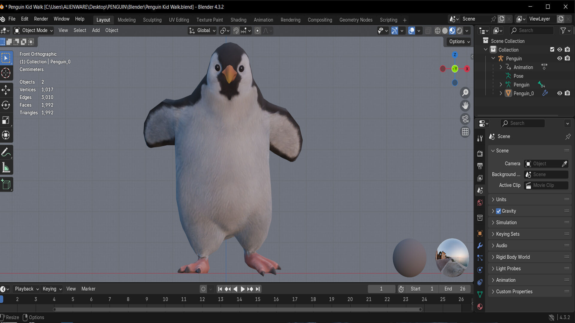 PENGUINS RIGGED ANIMATED 1 Low-poly 3D model_4