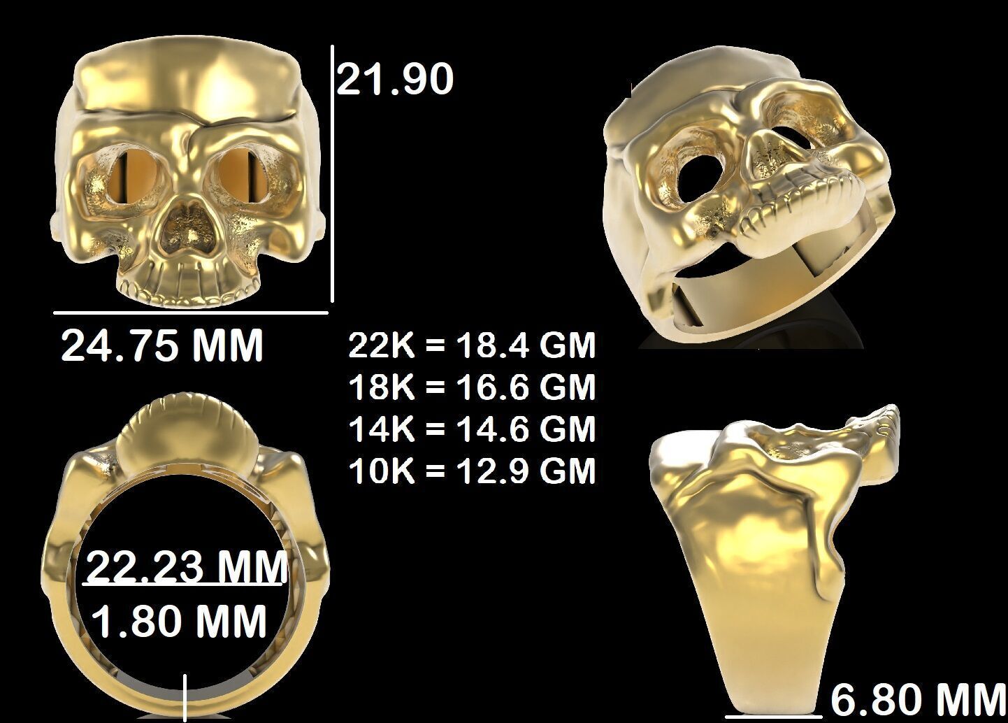 Skull Ring 3D print model_29