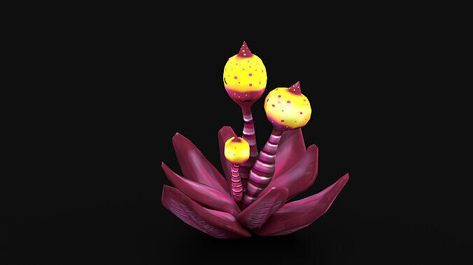 Stylized Alien Plants Fantasy Flowers Low-poly 3D model