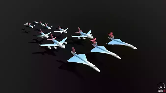 Jet Airplanes Low-poly 3D model