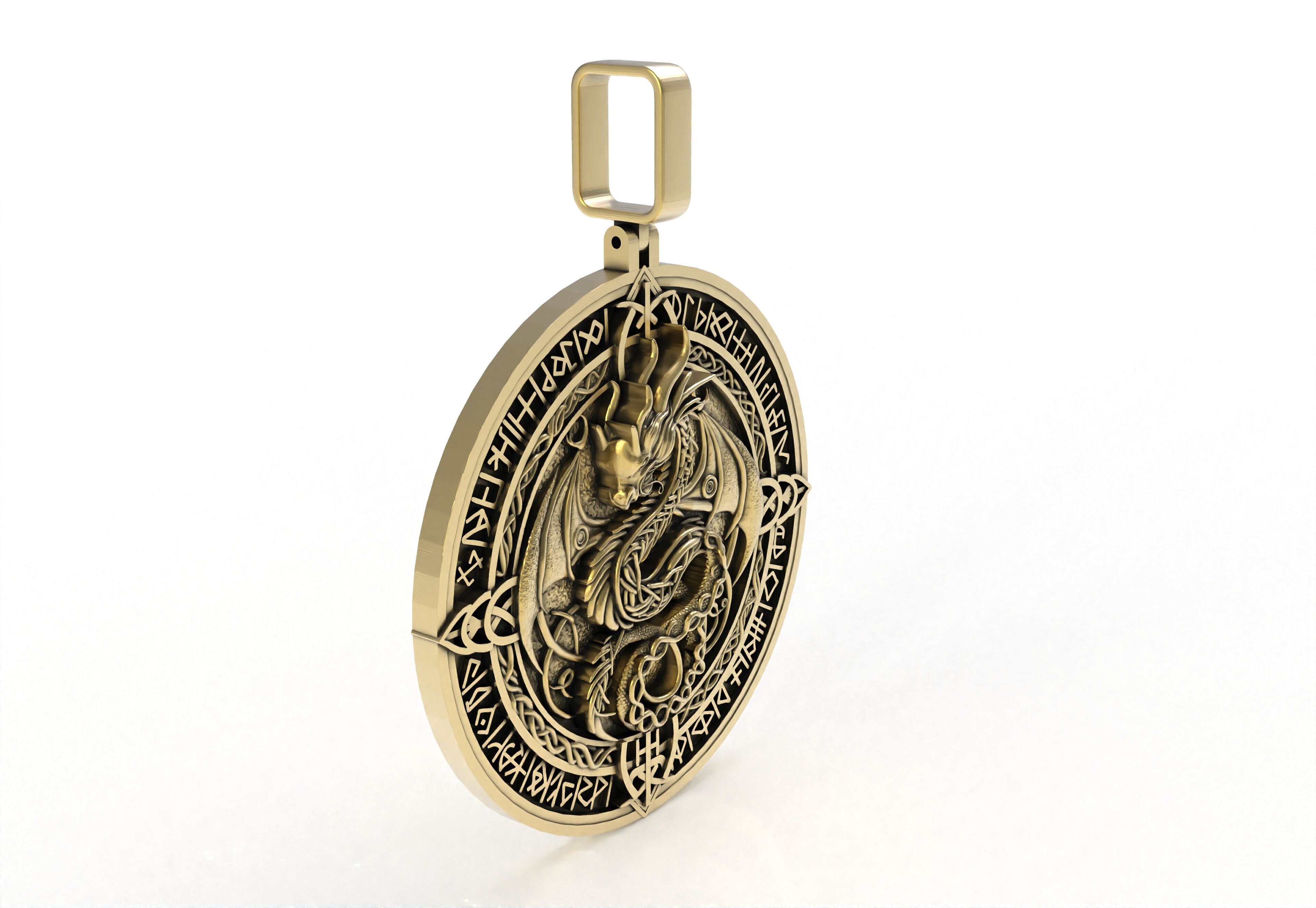 Dragon Circle Pendant 3D print model_4