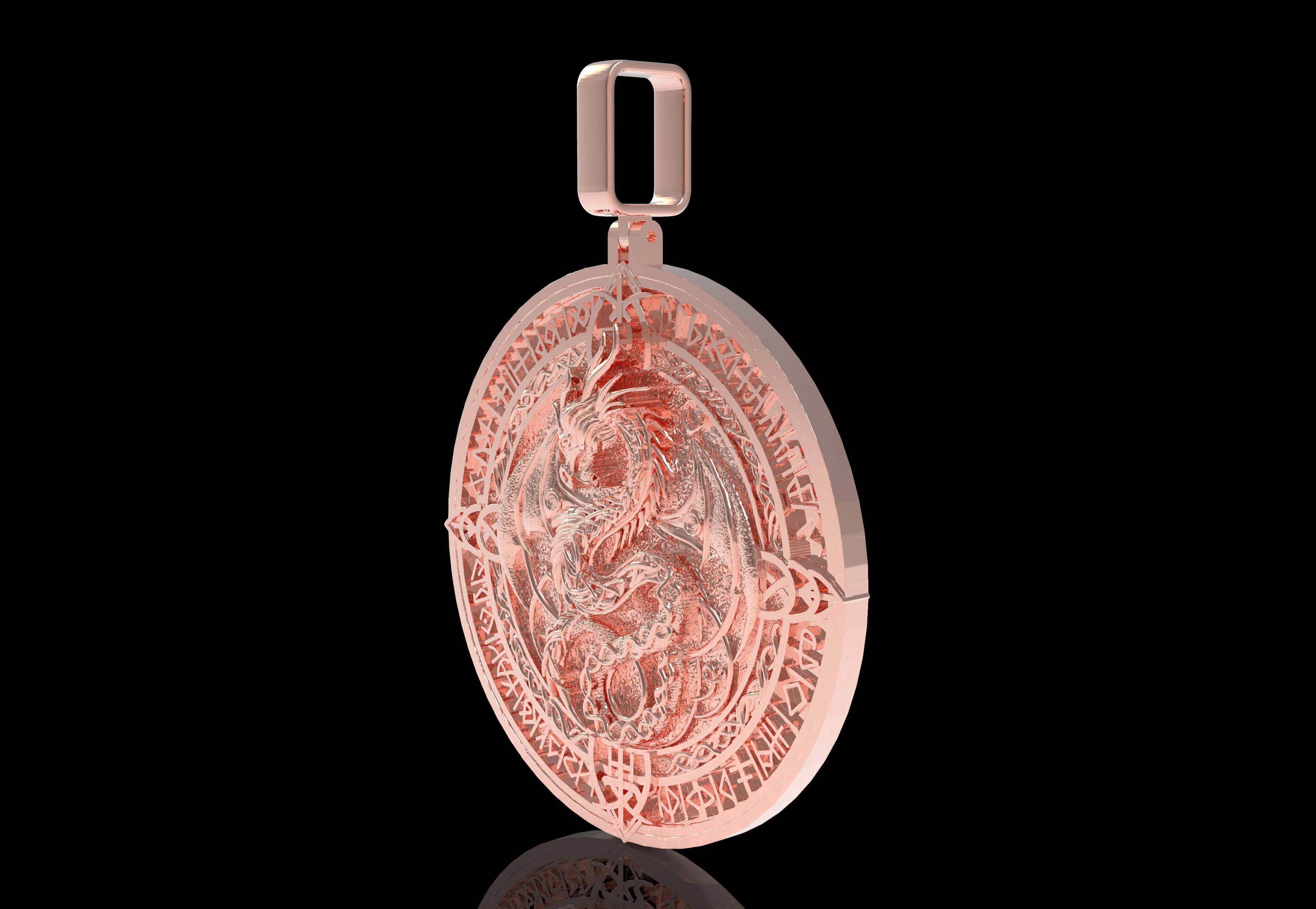 Dragon Circle Pendant 3D print model_33