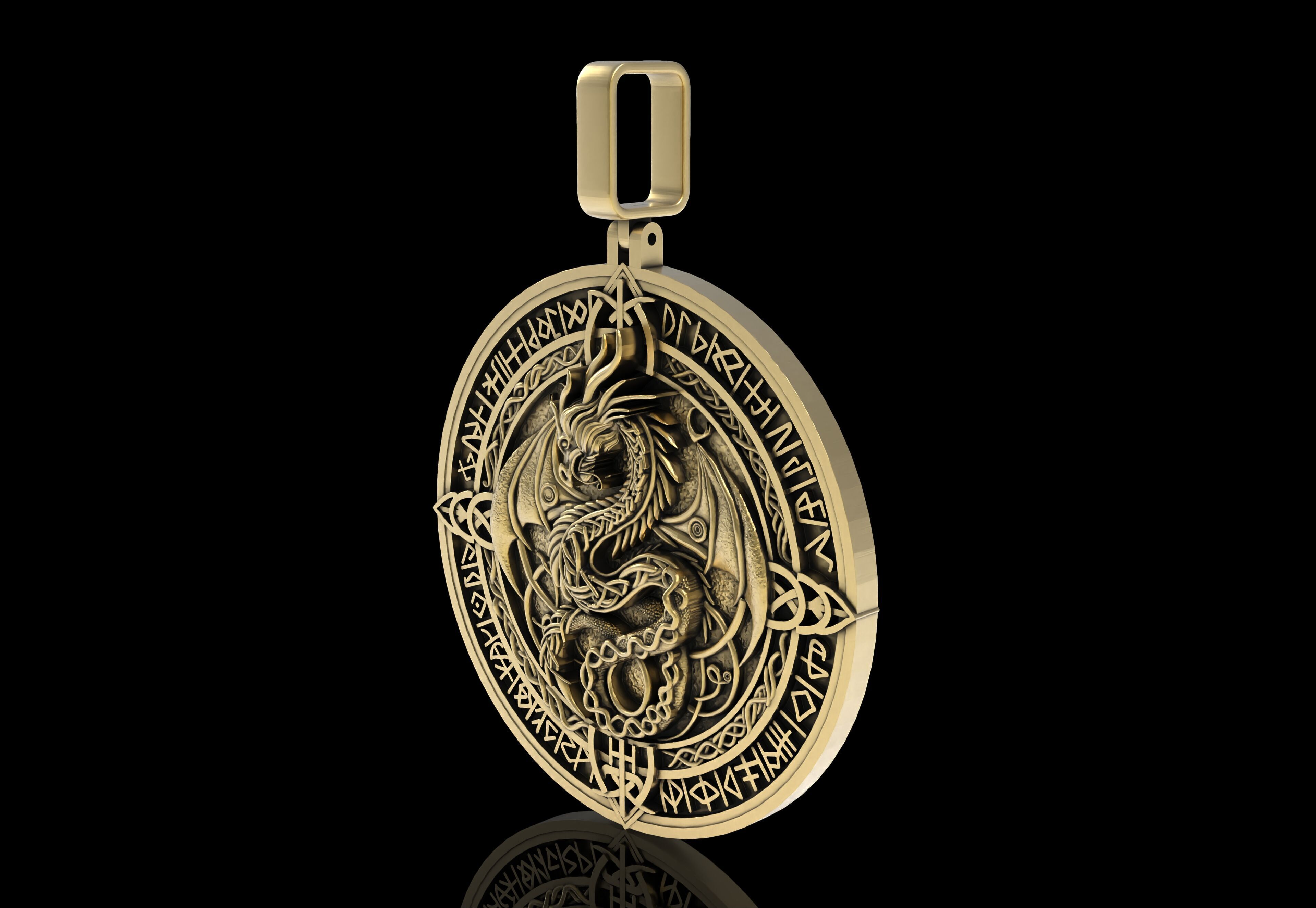 Dragon Circle Pendant 3D print model_1
