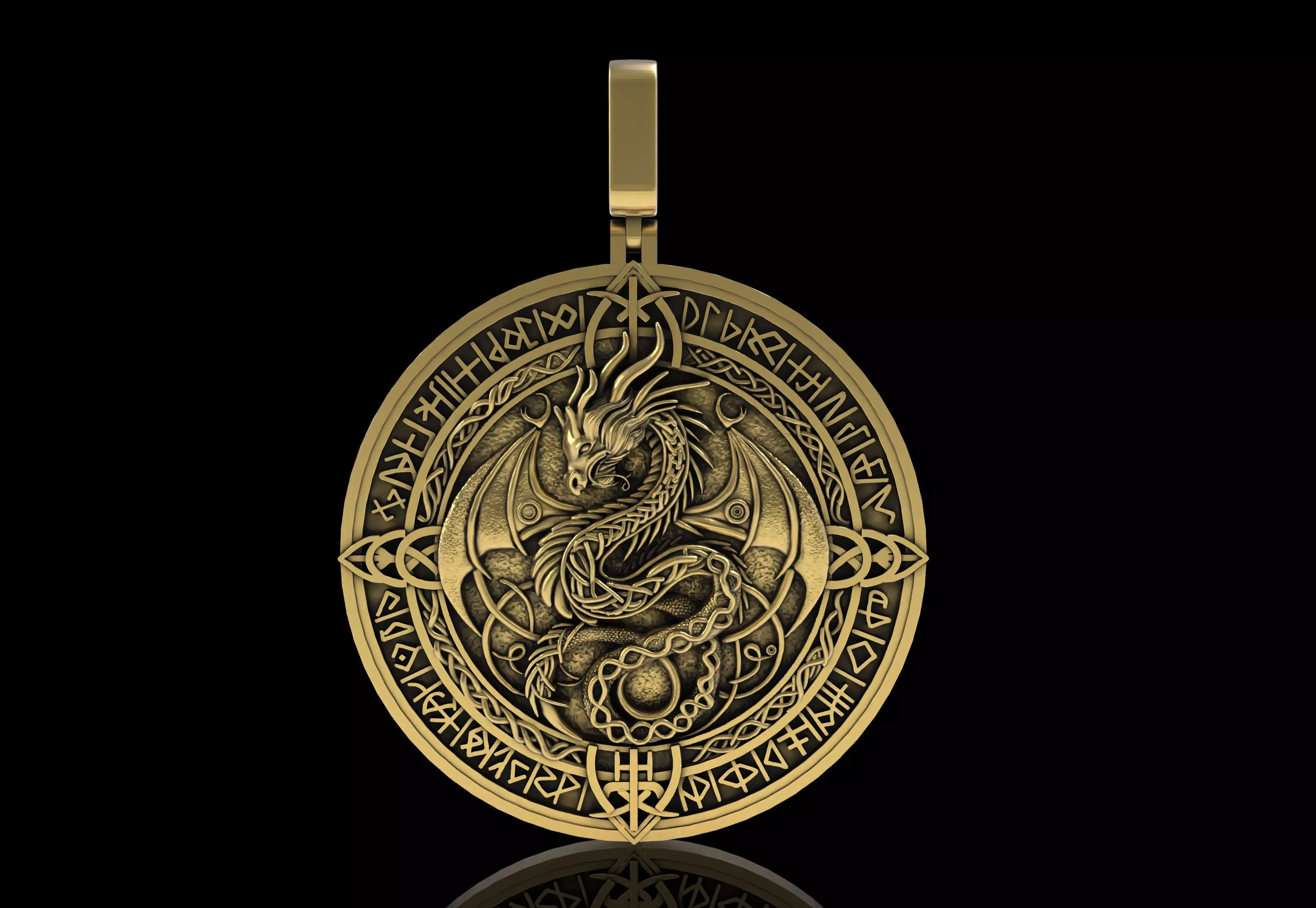 Dragon Circle Pendant 3D print model_0