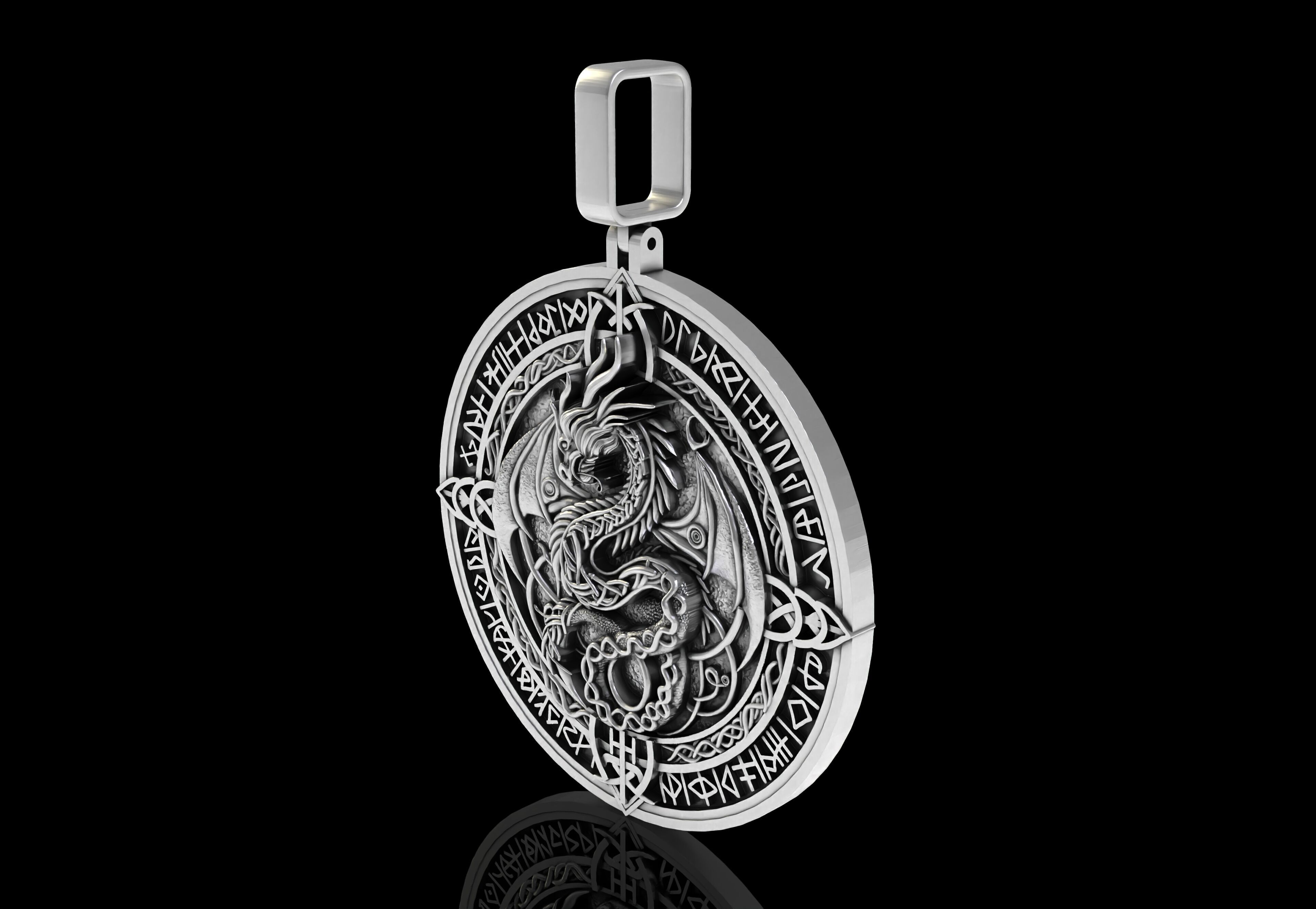Dragon Circle Pendant 3D print model_14
