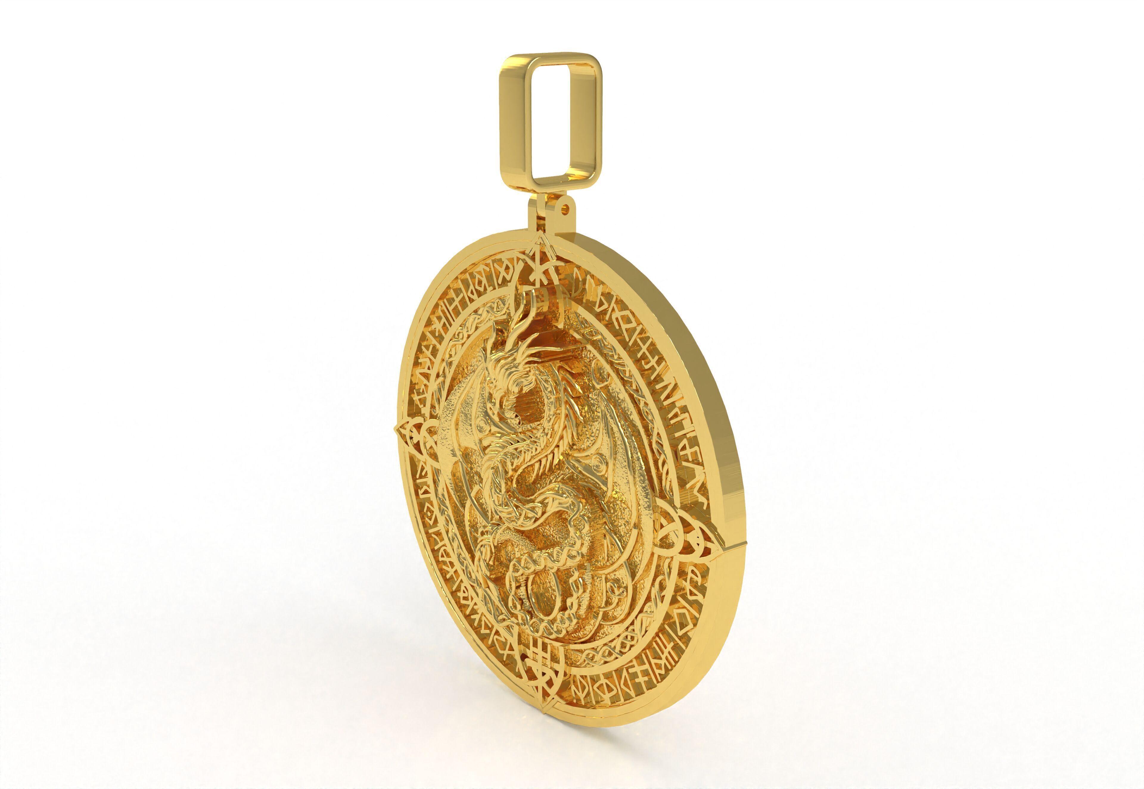 Dragon Circle Pendant 3D print model_22