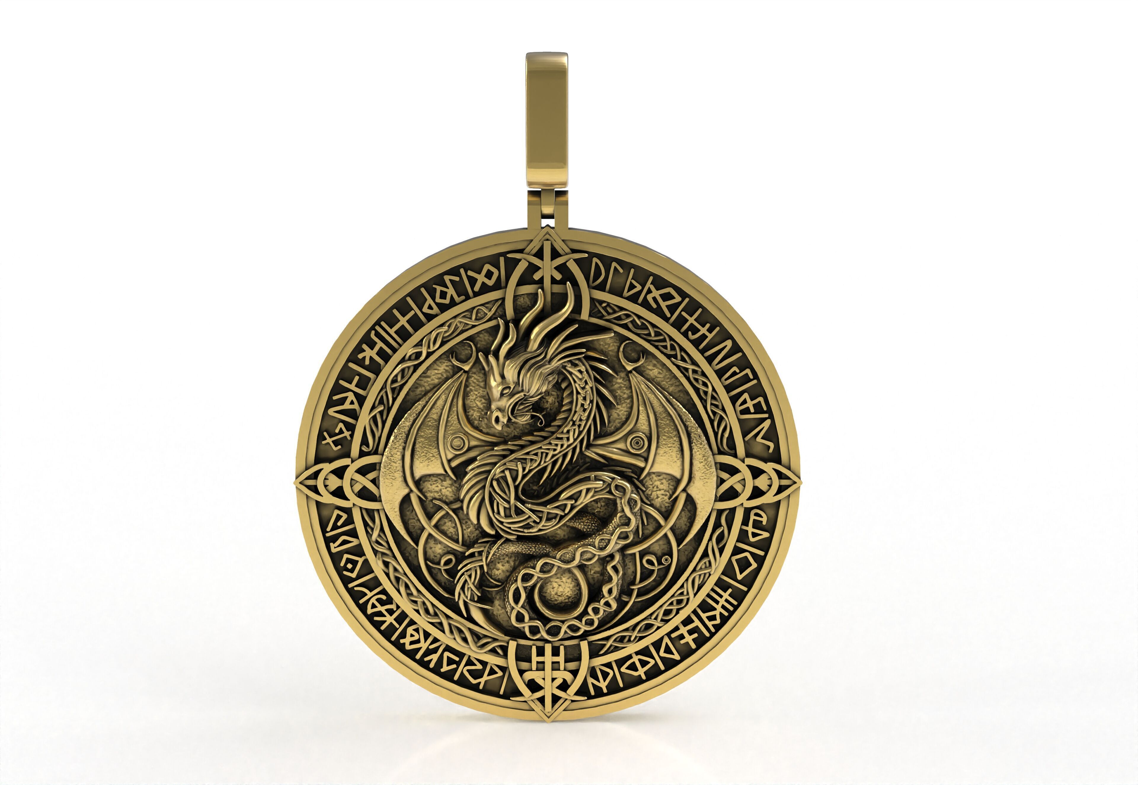 Dragon Circle Pendant 3D print model_3