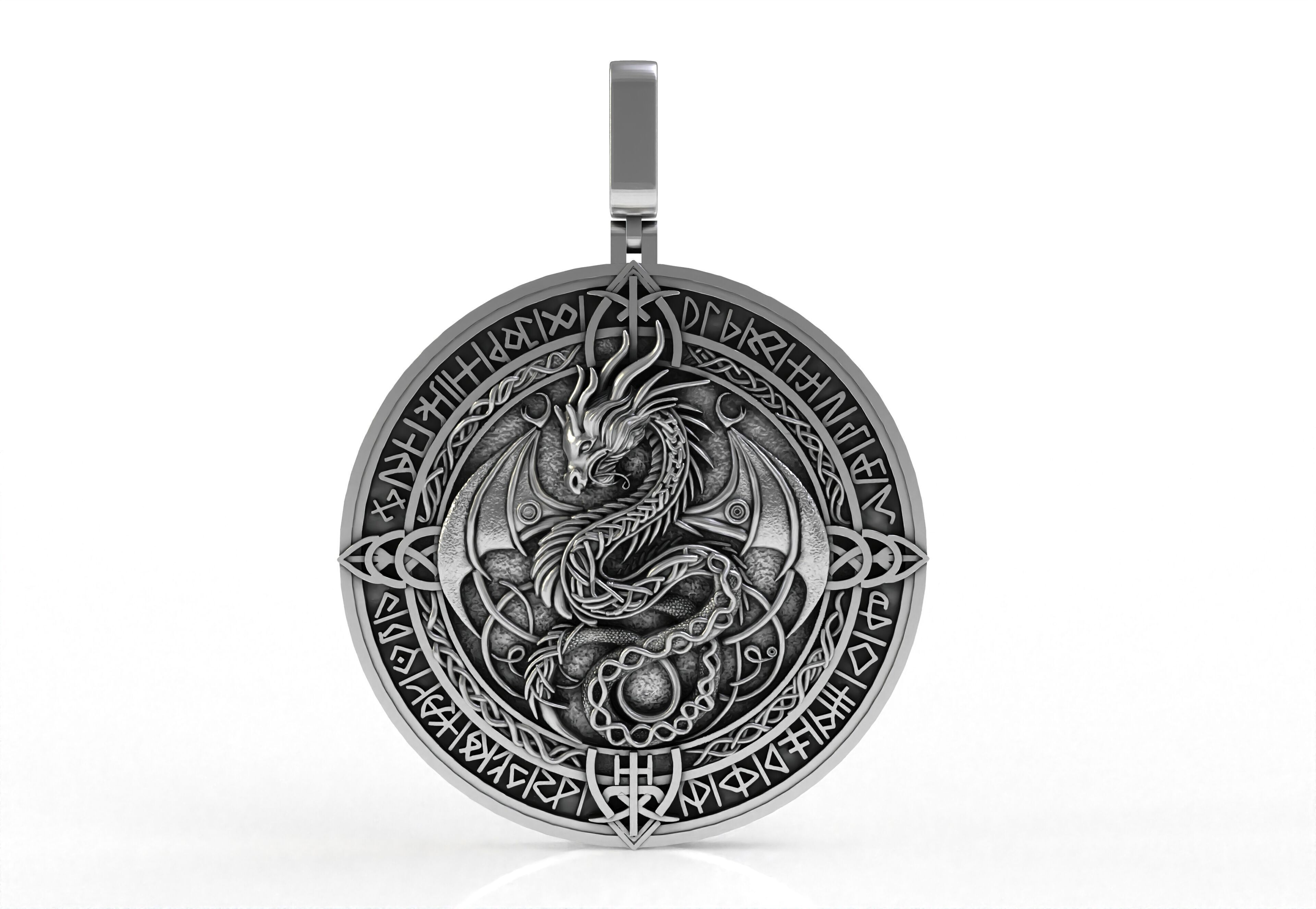 Dragon Circle Pendant 3D print model_16