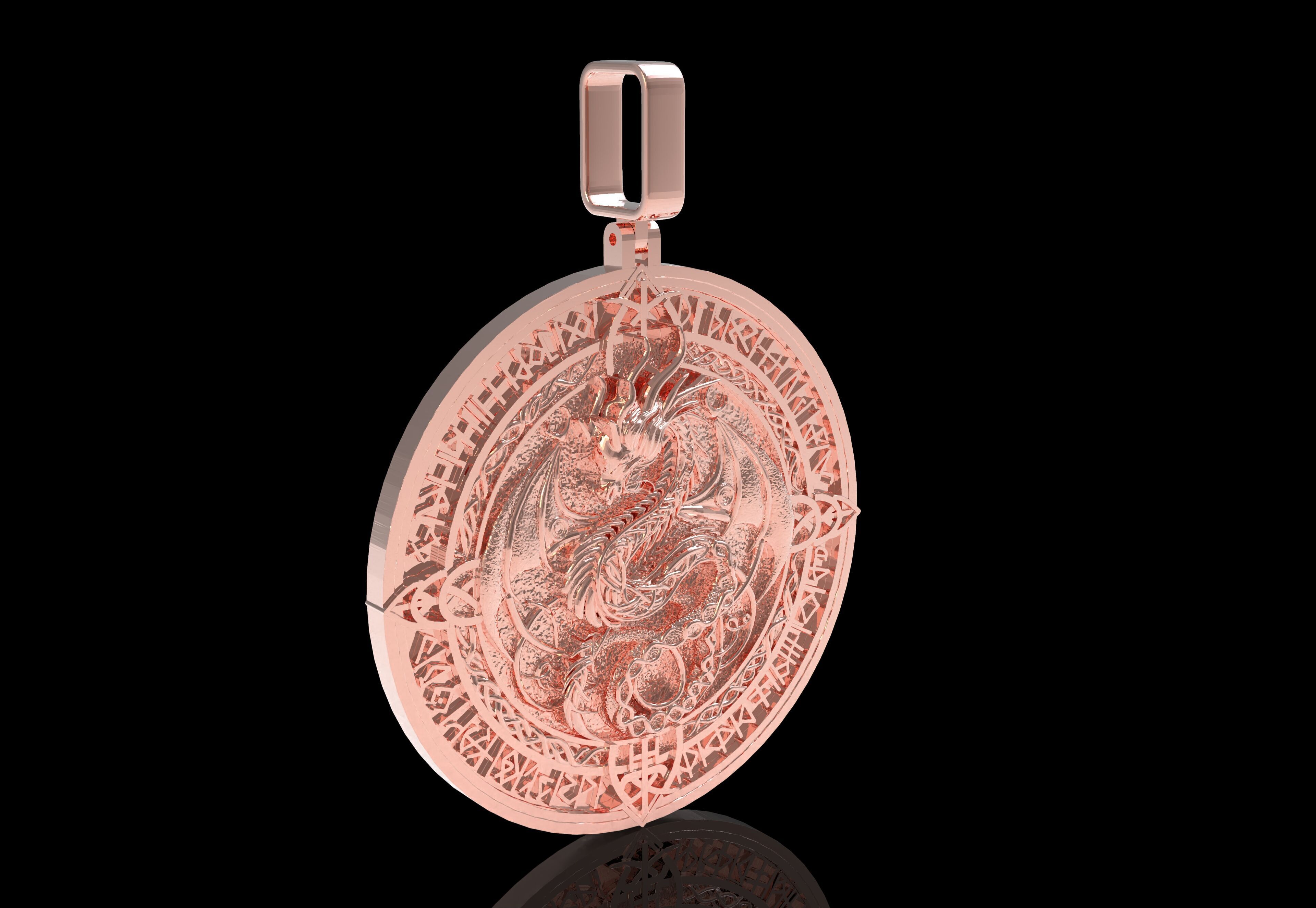Dragon Circle Pendant 3D print model_30
