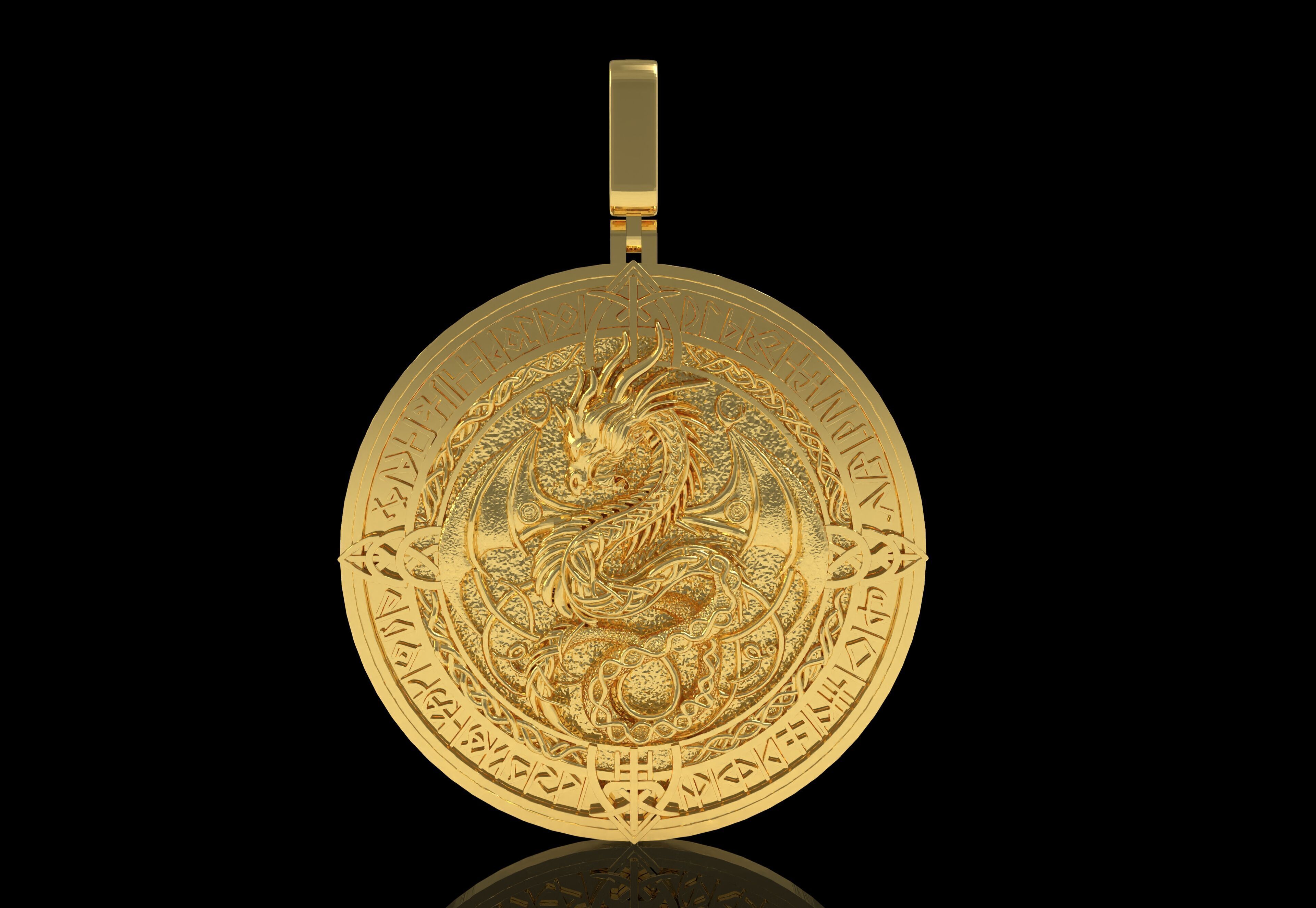 Dragon Circle Pendant 3D print model_28