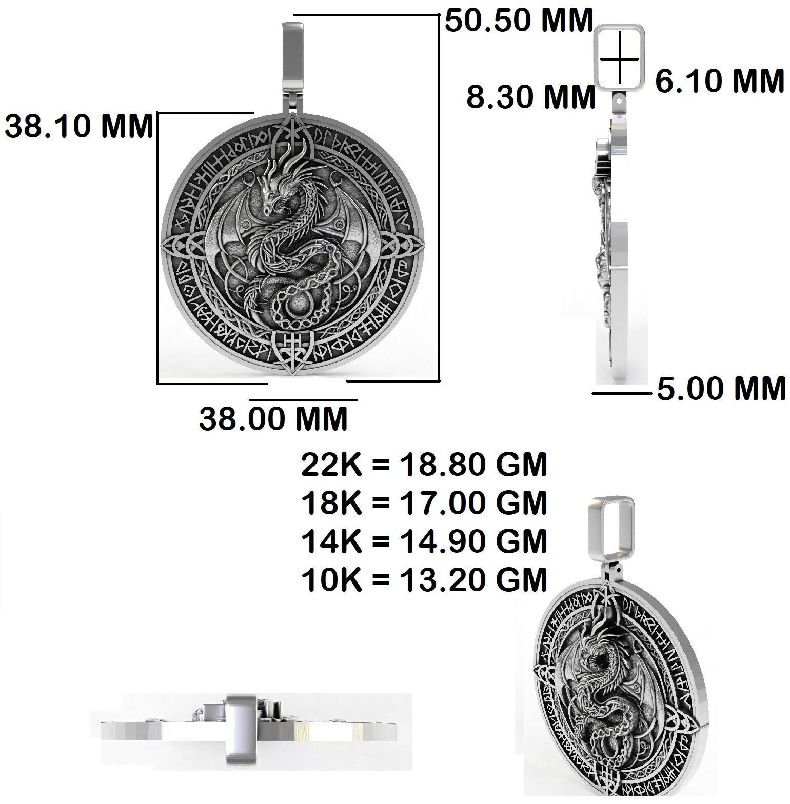 Dragon Circle Pendant 3D print model_34