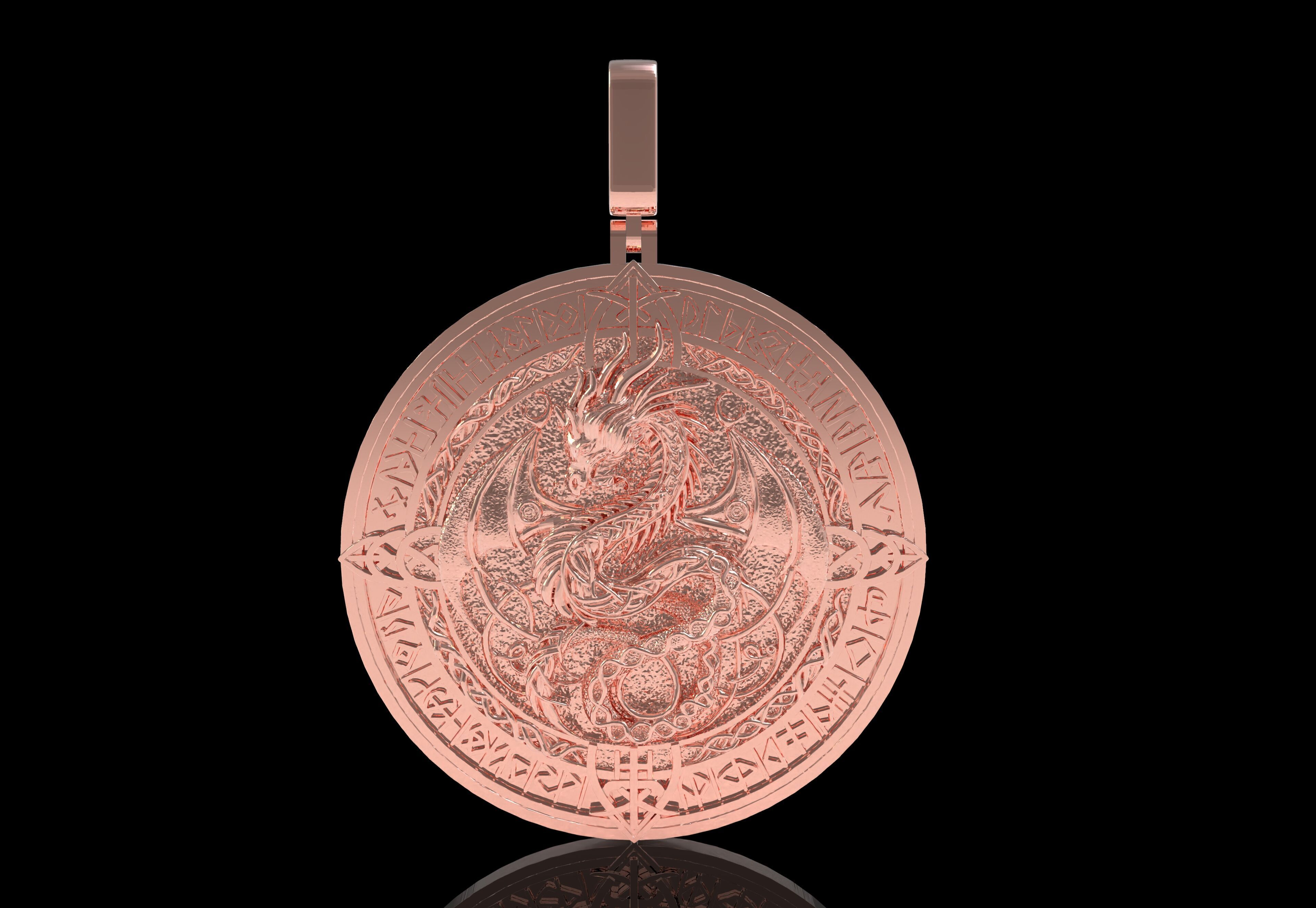 Dragon Circle Pendant 3D print model_32
