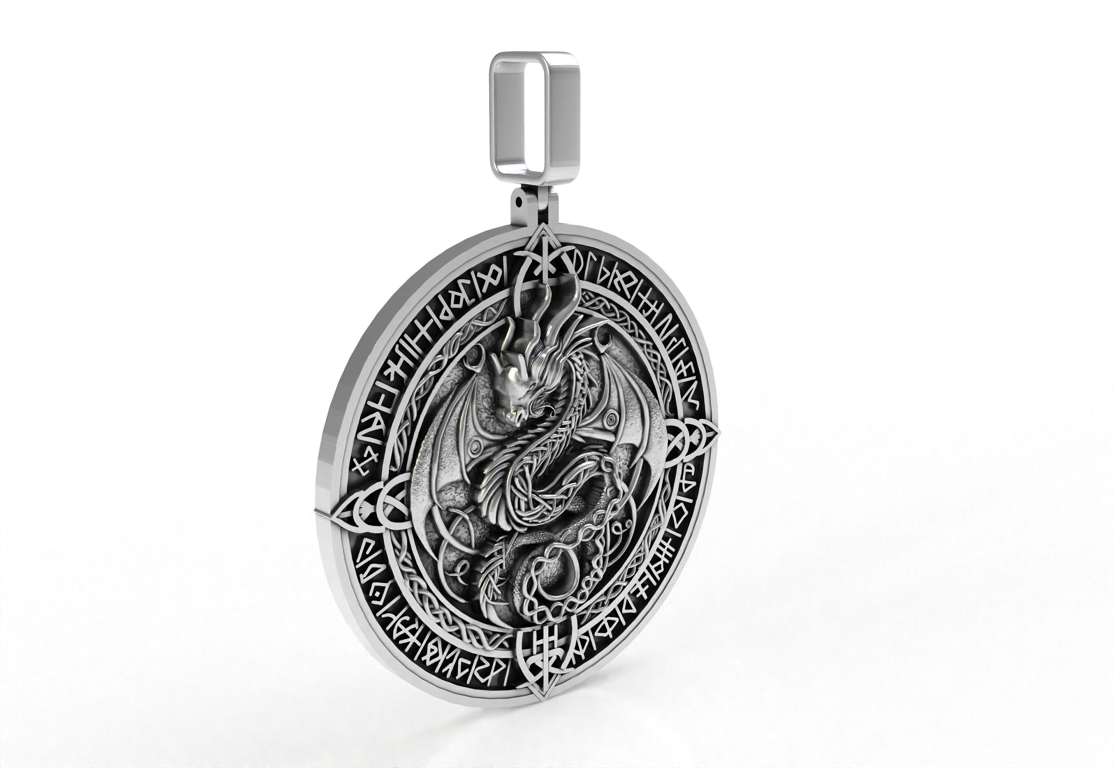 Dragon Circle Pendant 3D print model_19