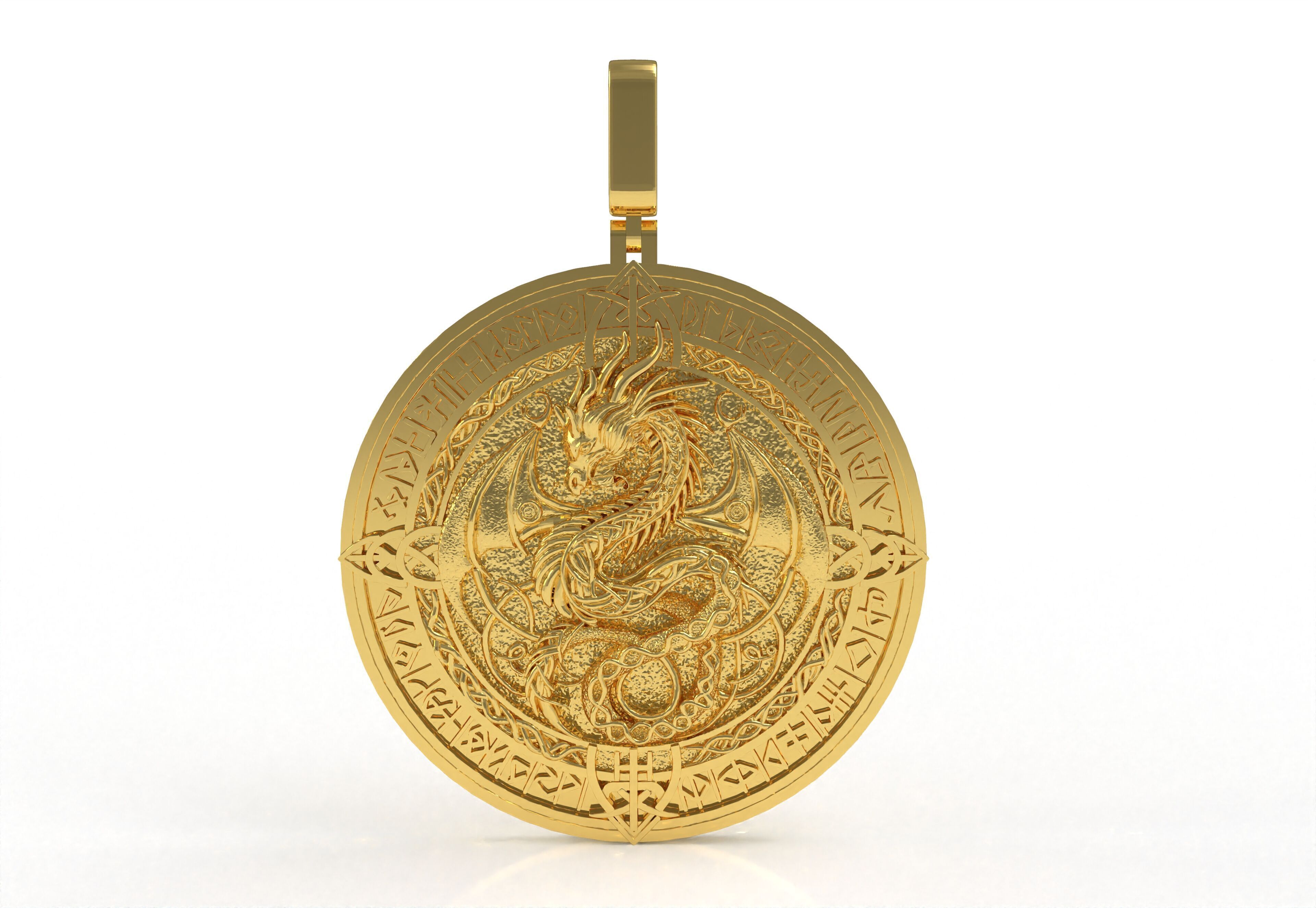 Dragon Circle Pendant 3D print model_21