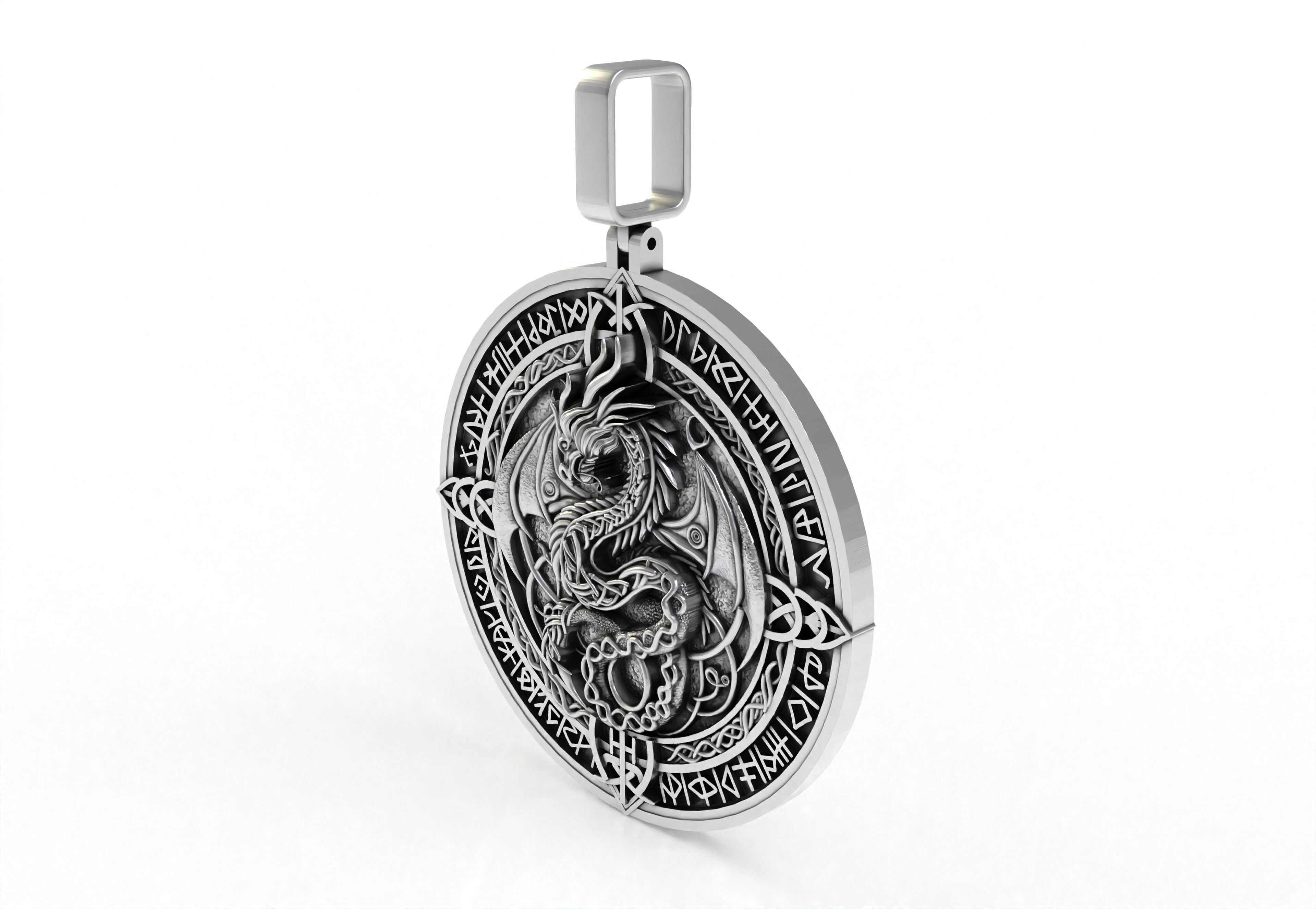 Dragon Circle Pendant 3D print model_15