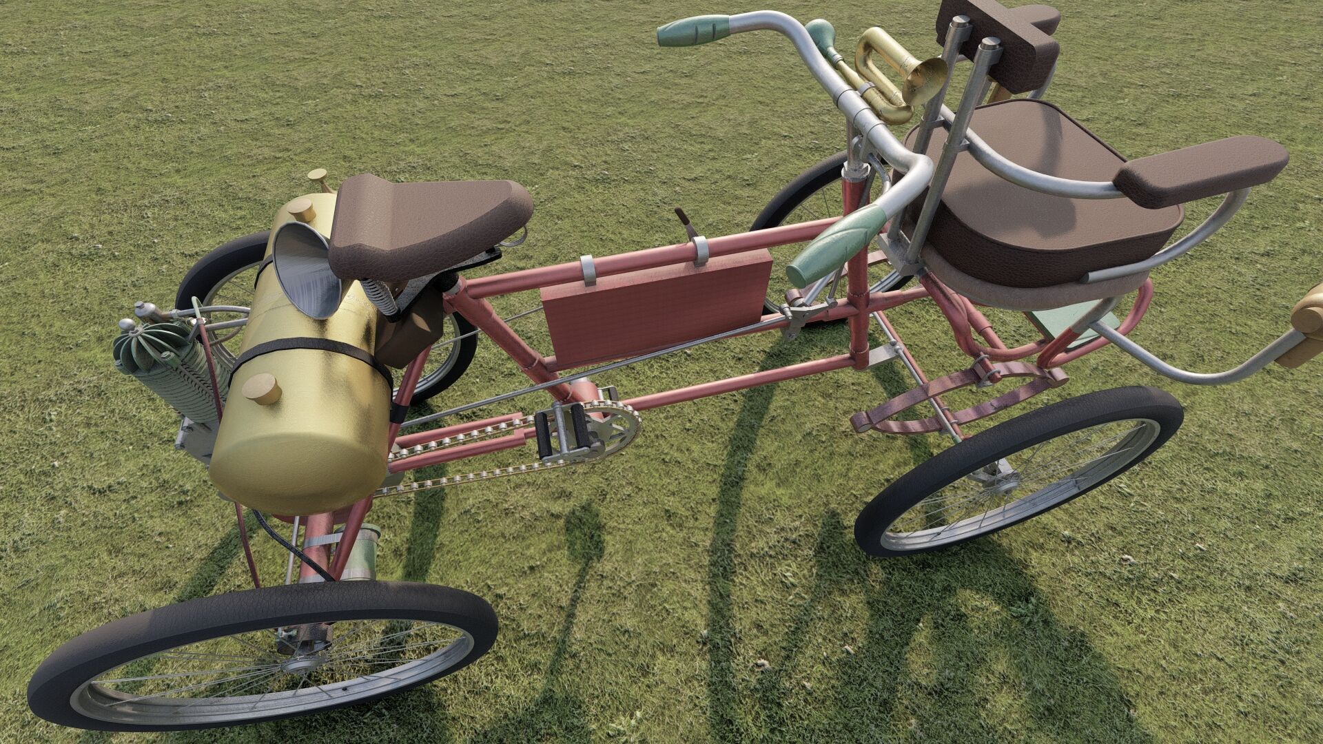 1900s Quadricycle 3D model_14