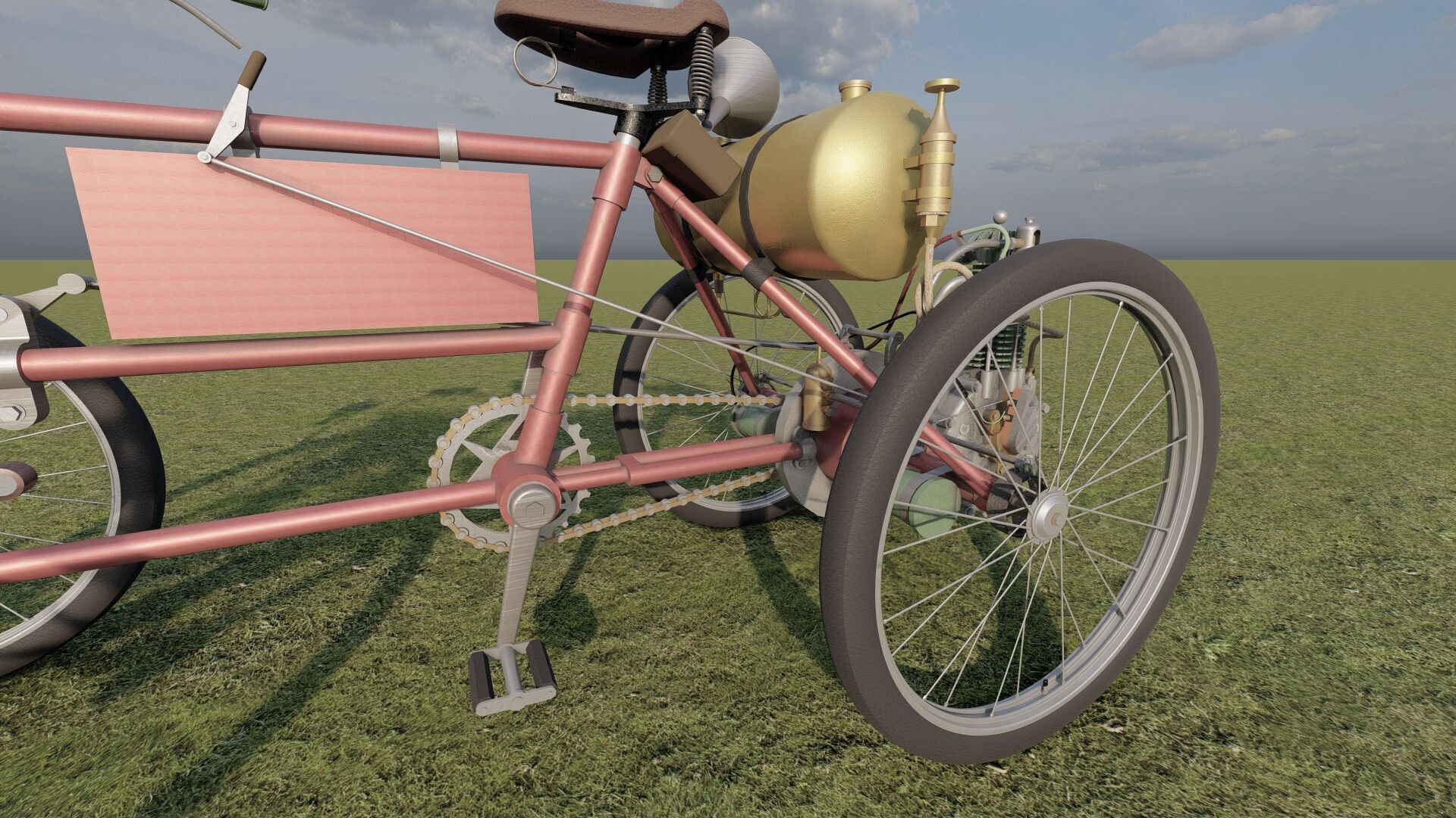 1900s Quadricycle 3D model_9