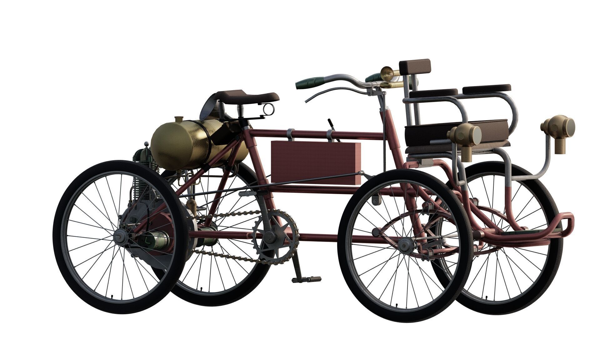 1900s Quadricycle 3D model_3