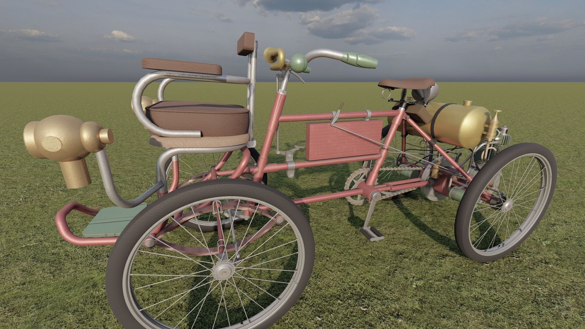 1900s Quadricycle 3D model_7