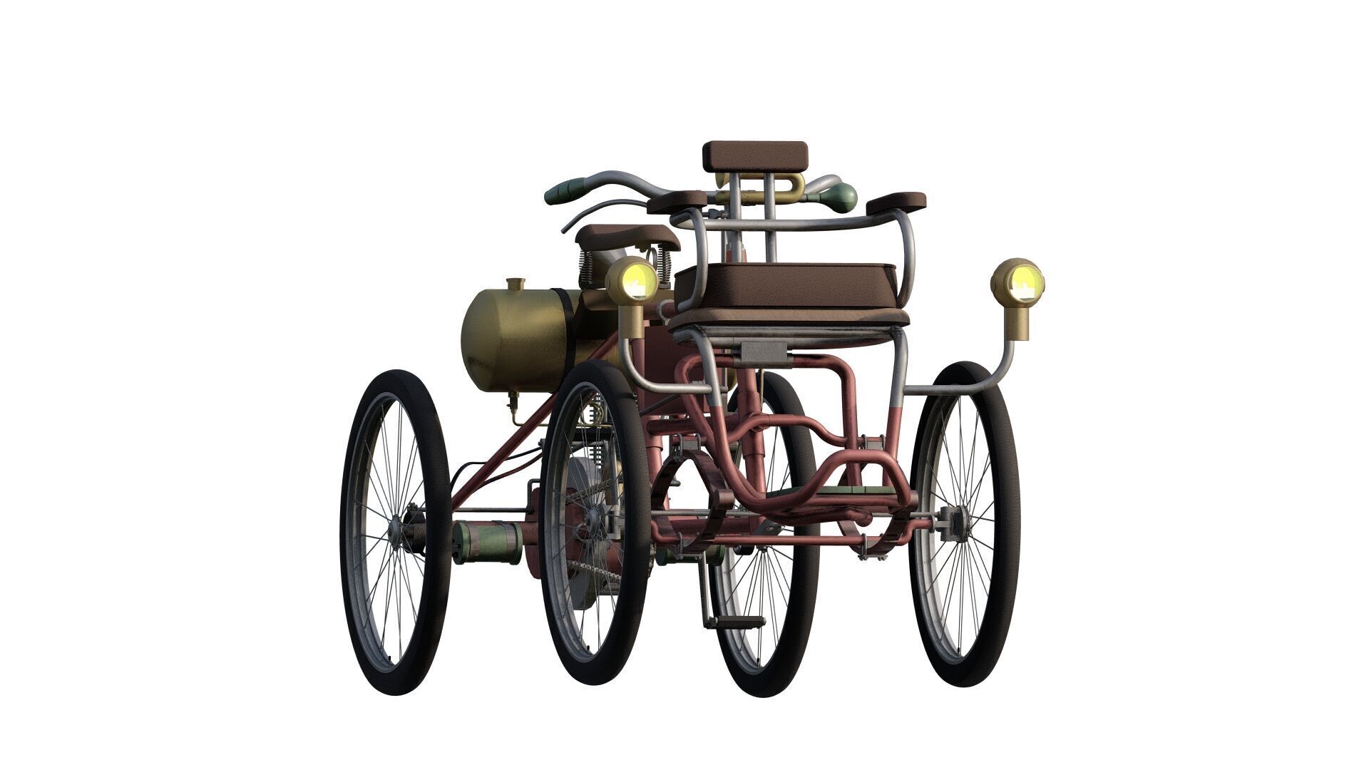 1900s Quadricycle 3D model_2