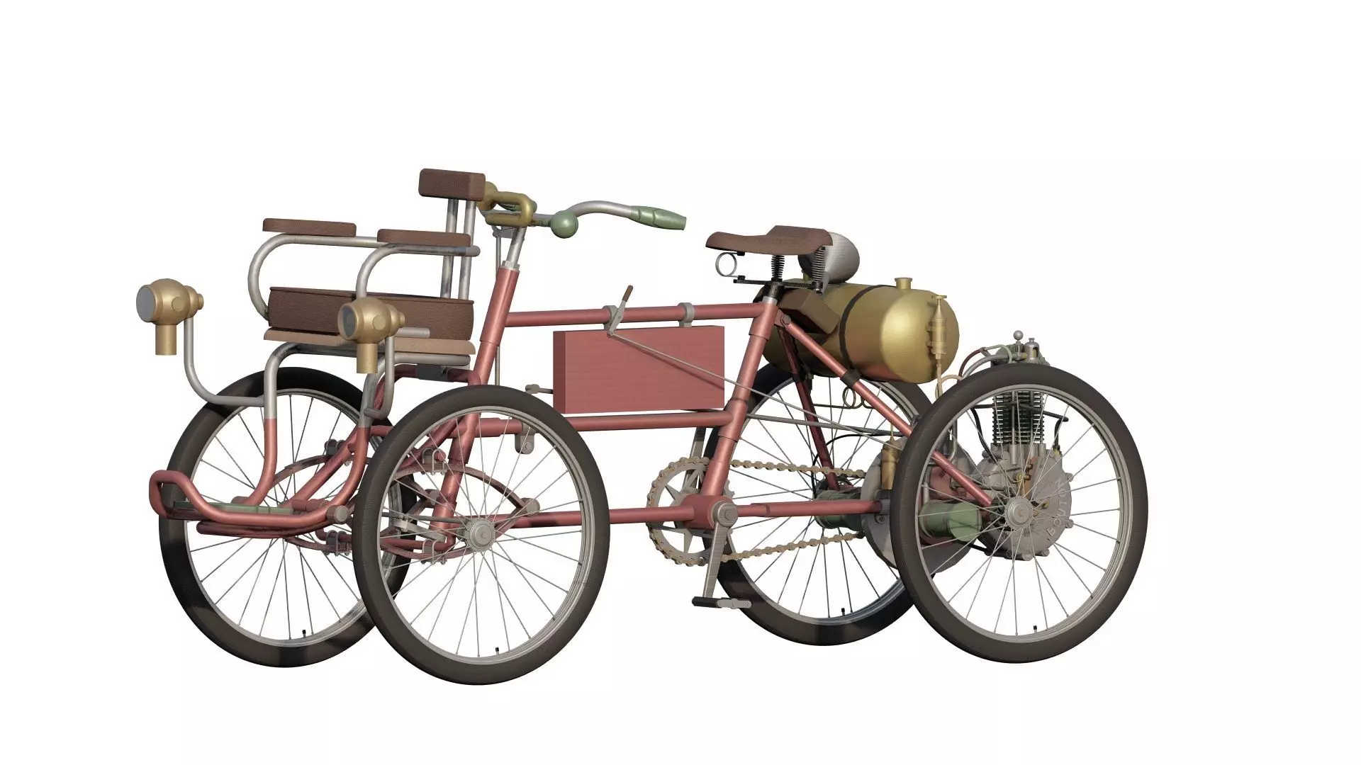 1900s Quadricycle 3D model_0