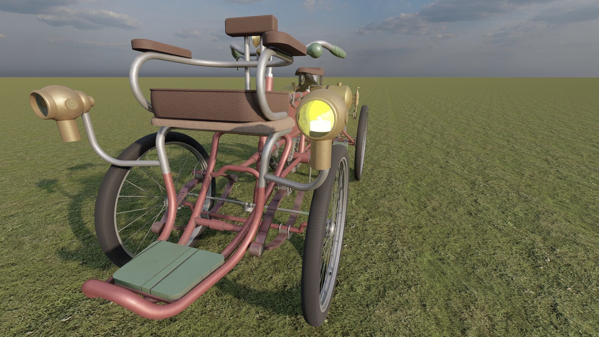 1900s Quadricycle 3D model_8