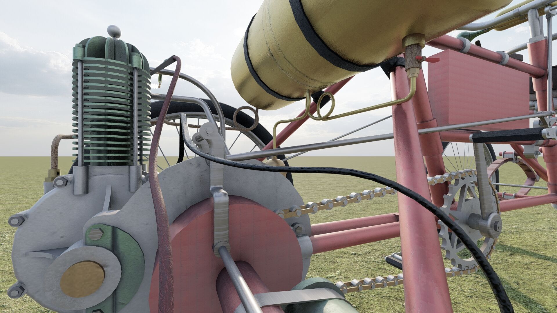 1900s Quadricycle 3D model_17