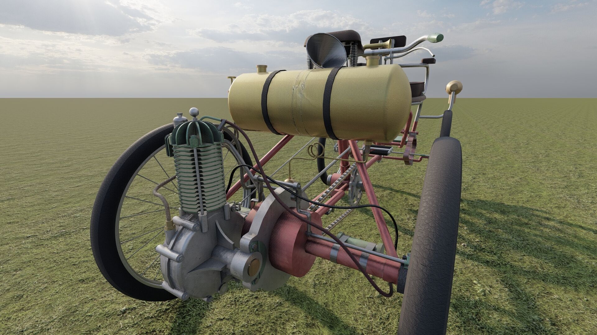 1900s Quadricycle 3D model_12