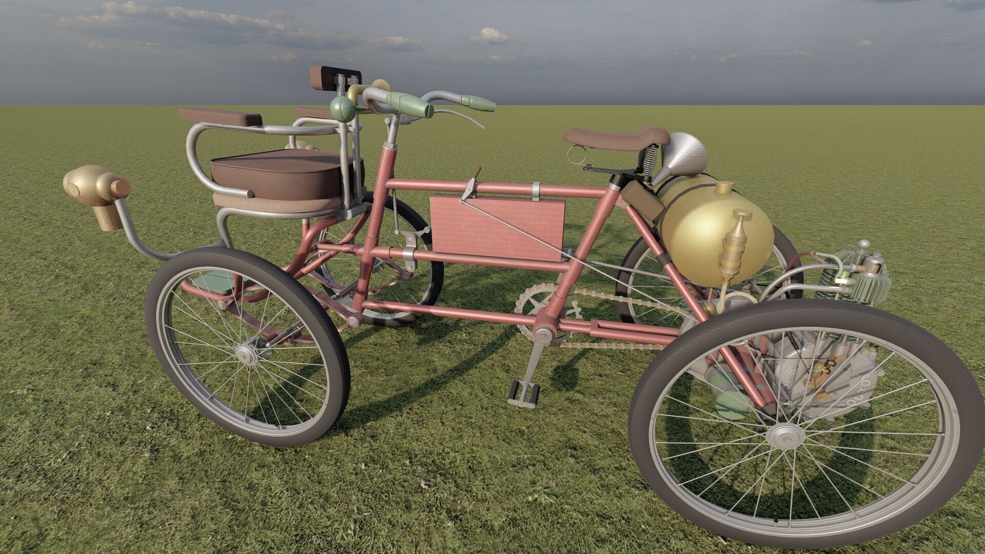 1900s Quadricycle 3D model_6