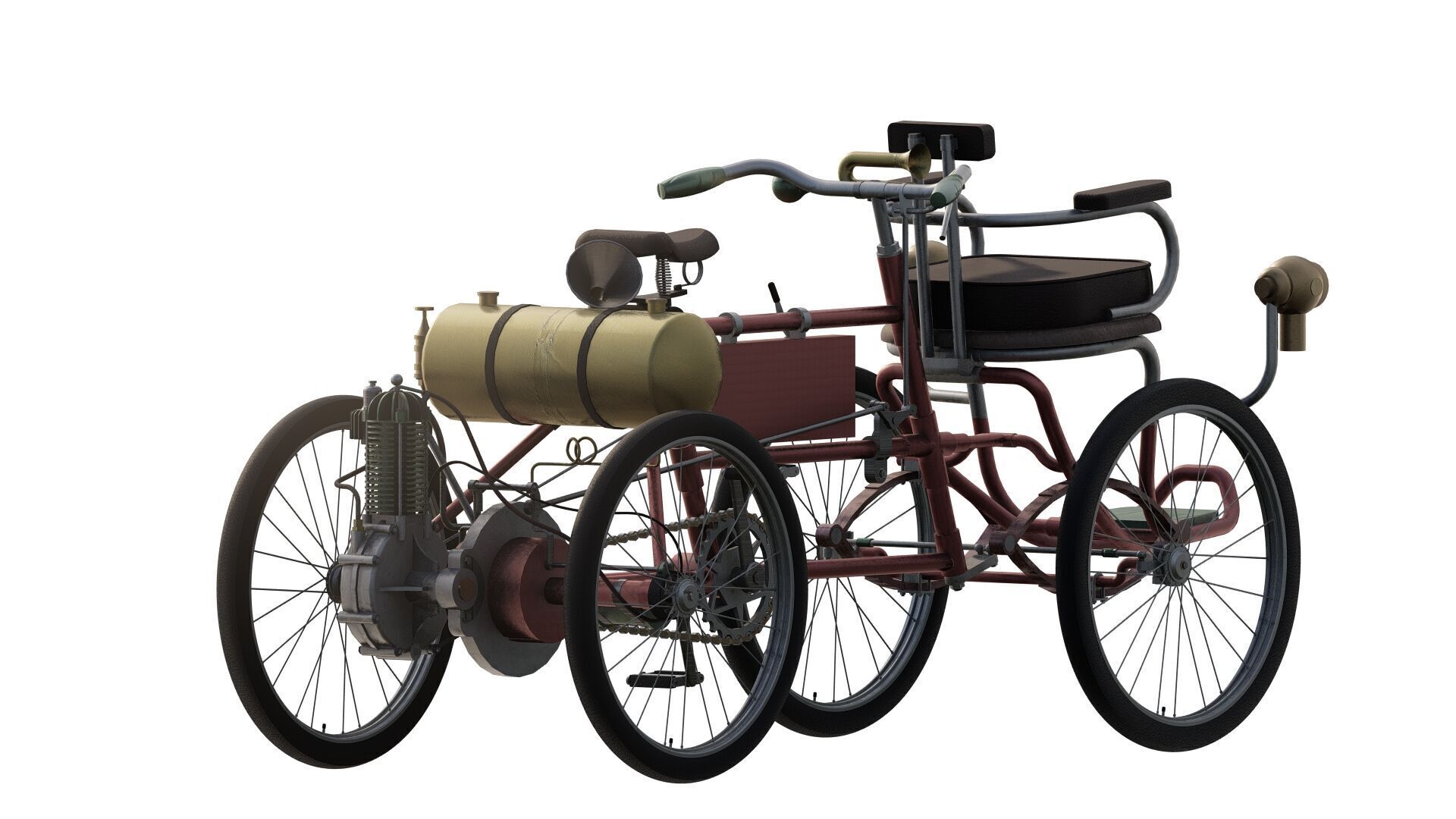 1900s Quadricycle 3D model_4