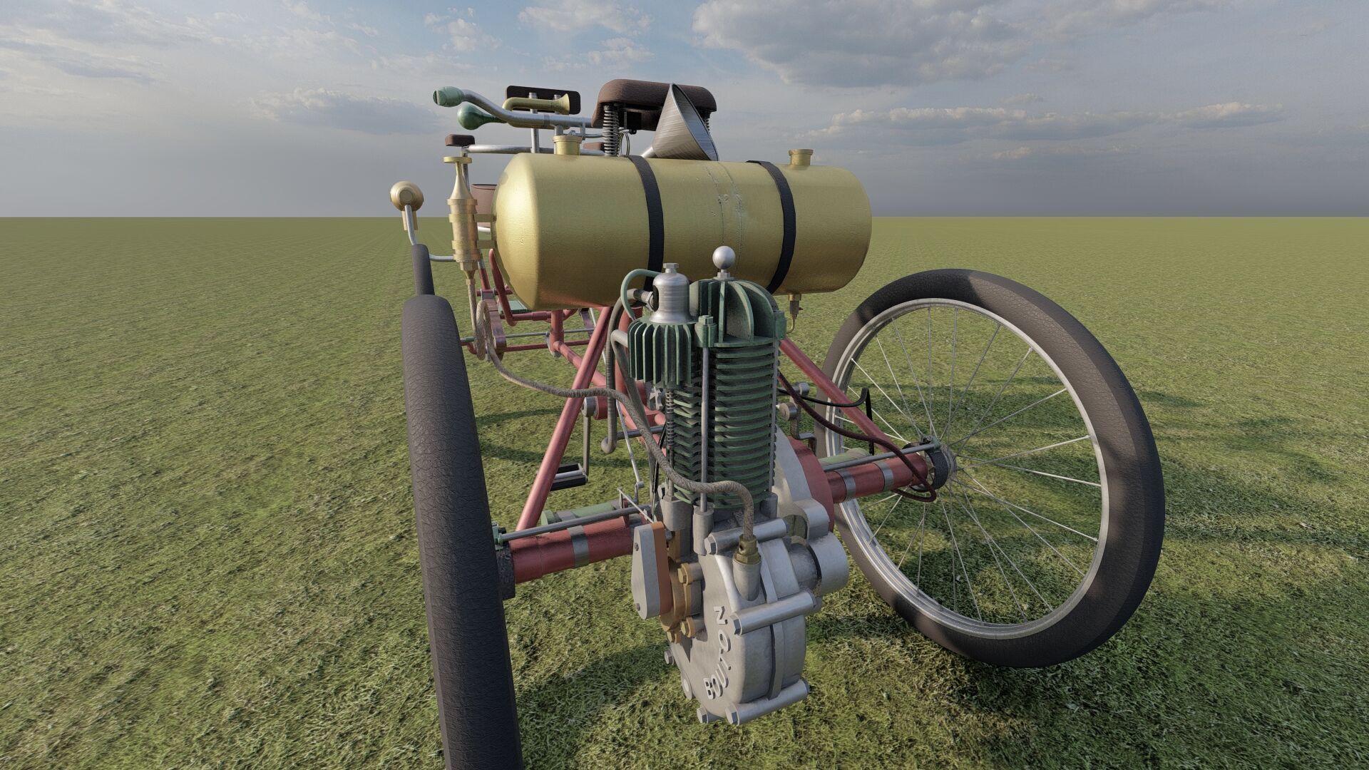 1900s Quadricycle 3D model_11