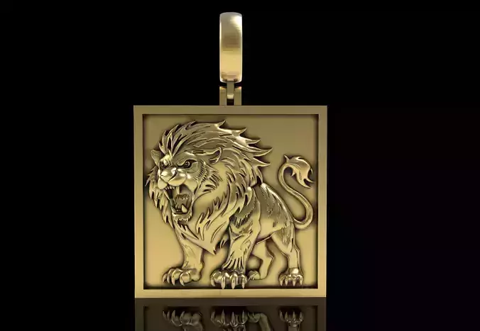 Roaring Lion Square Pendant
